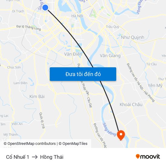 Cổ Nhuế 1 to Hồng Thái map