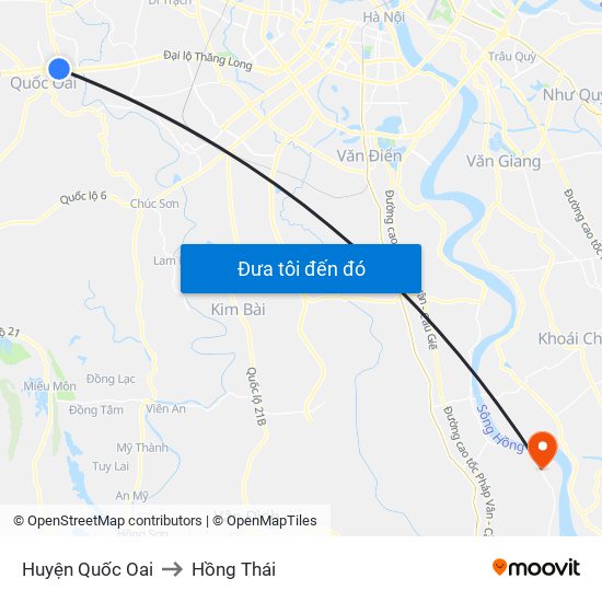 Huyện Quốc Oai to Hồng Thái map