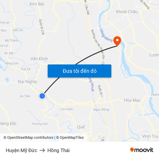 Huyện Mỹ Đức to Hồng Thái map