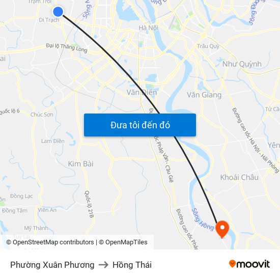 Phường Xuân Phương to Hồng Thái map