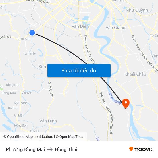 Phường Đồng Mai to Hồng Thái map