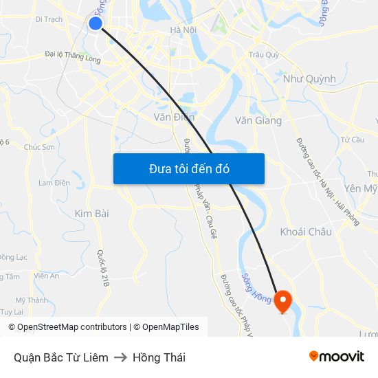 Quận Bắc Từ Liêm to Hồng Thái map