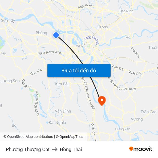 Phường Thượng Cát to Hồng Thái map
