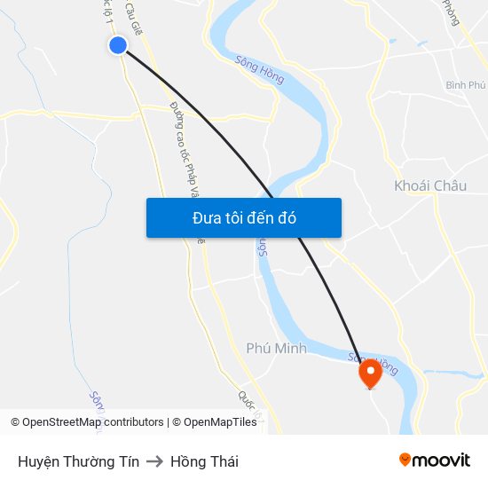 Huyện Thường Tín to Hồng Thái map