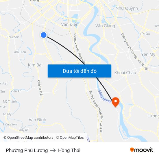 Phường Phú Lương to Hồng Thái map