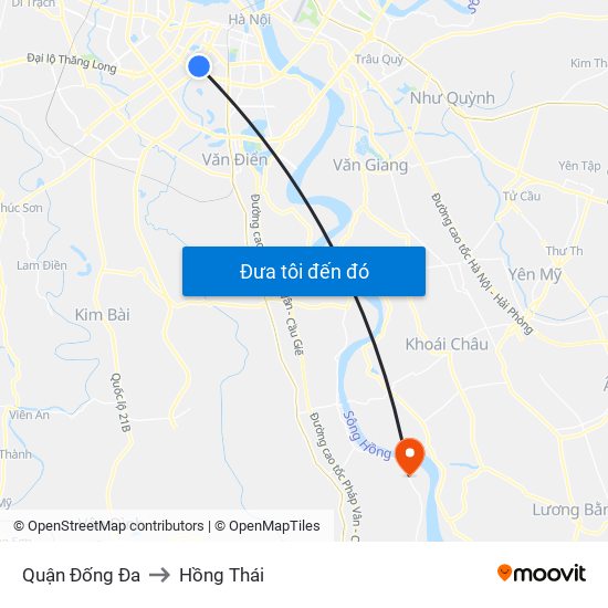 Quận Đống Đa to Hồng Thái map