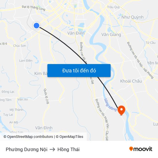 Phường Dương Nội to Hồng Thái map