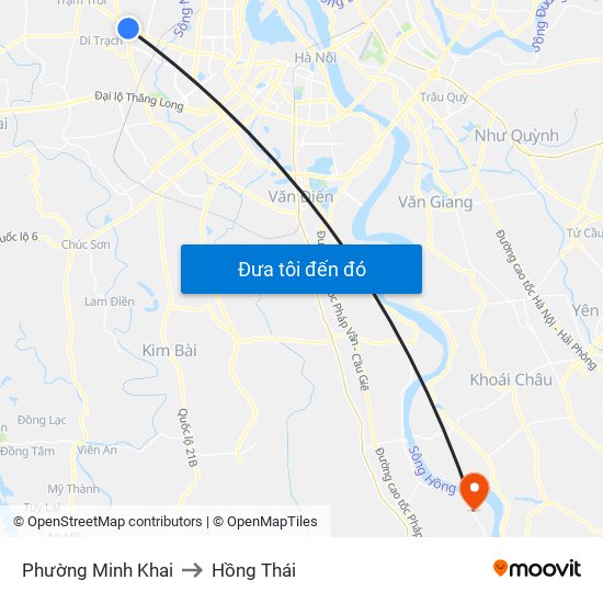 Phường Minh Khai to Hồng Thái map