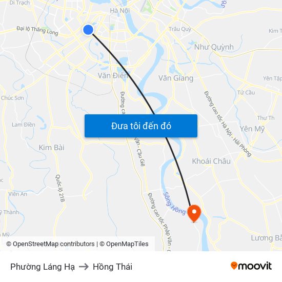 Phường Láng Hạ to Hồng Thái map