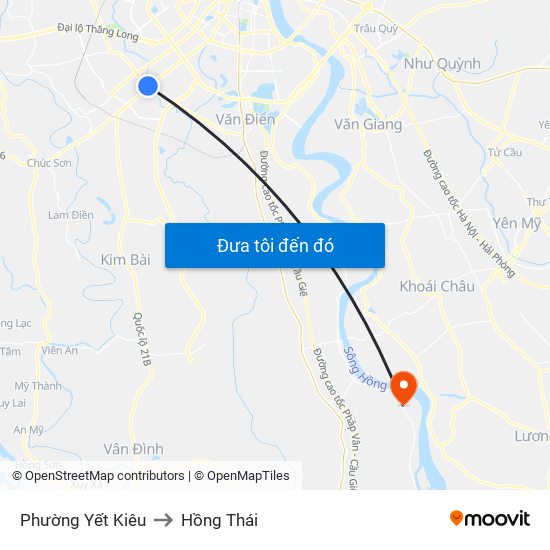 Phường Yết Kiêu to Hồng Thái map