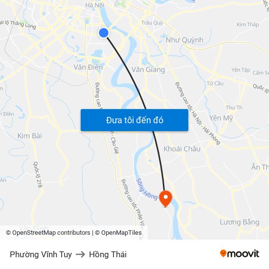 Phường Vĩnh Tuy to Hồng Thái map