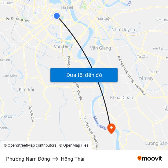 Phường Nam Đồng to Hồng Thái map