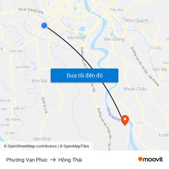 Phường Vạn Phúc to Hồng Thái map