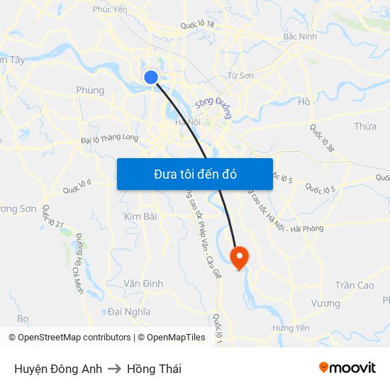 Huyện Đông Anh to Hồng Thái map