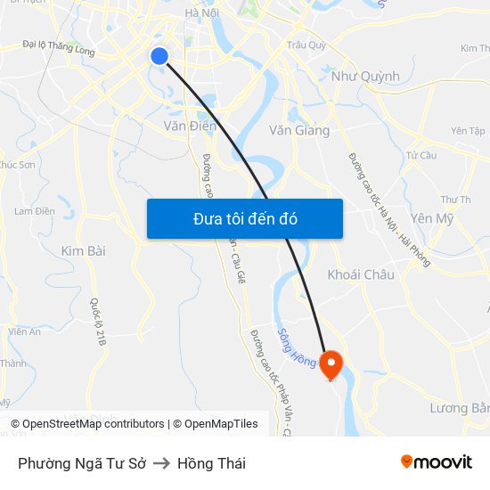 Phường Ngã Tư Sở to Hồng Thái map
