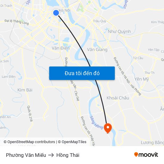 Phường Văn Miếu to Hồng Thái map