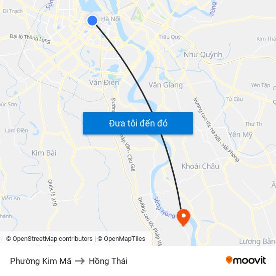 Phường Kim Mã to Hồng Thái map