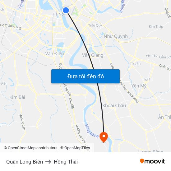 Quận Long Biên to Hồng Thái map