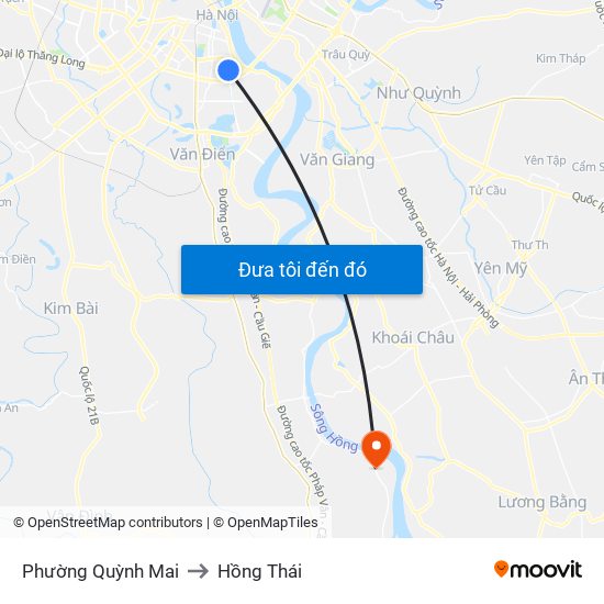 Phường Quỳnh Mai to Hồng Thái map