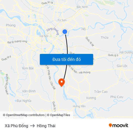 Xã Phù Đổng to Hồng Thái map