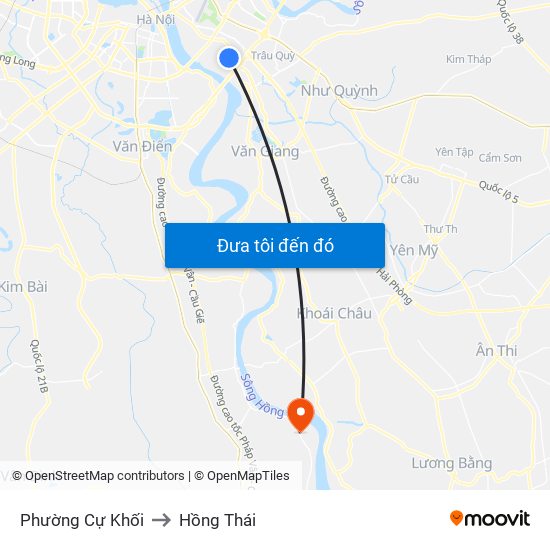 Phường Cự Khối to Hồng Thái map