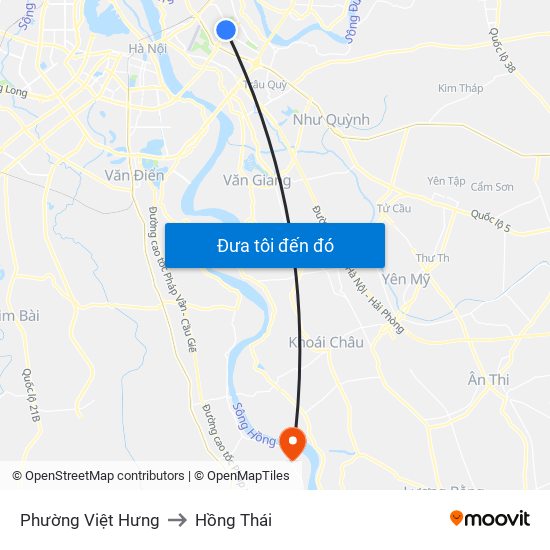 Phường Việt Hưng to Hồng Thái map