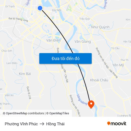 Phường Vĩnh Phúc to Hồng Thái map
