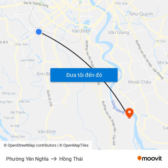 Phường Yên Nghĩa to Hồng Thái map