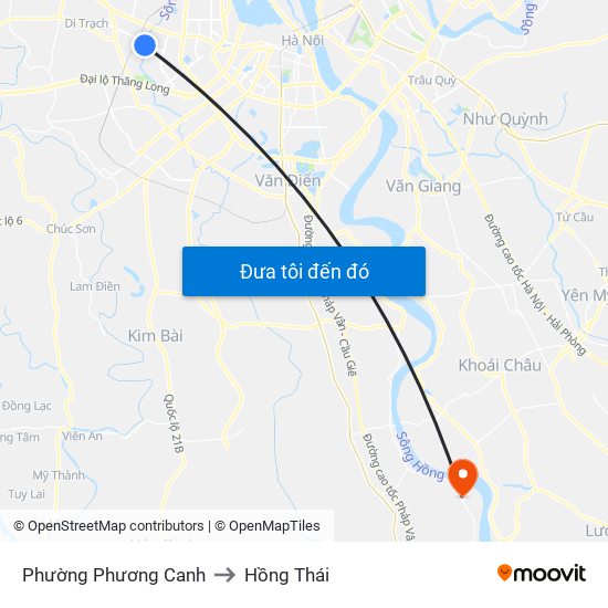 Phường Phương Canh to Hồng Thái map