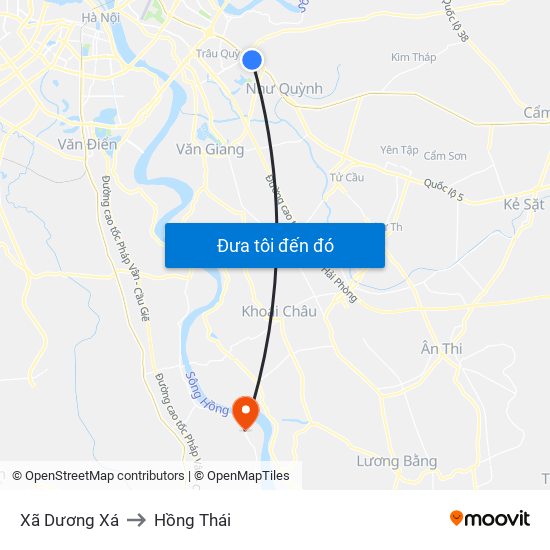 Xã Dương Xá to Hồng Thái map