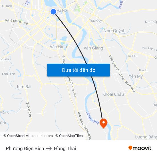 Phường Điện Biên to Hồng Thái map