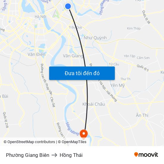 Phường Giang Biên to Hồng Thái map