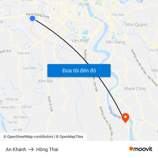 An Khánh to Hồng Thái map