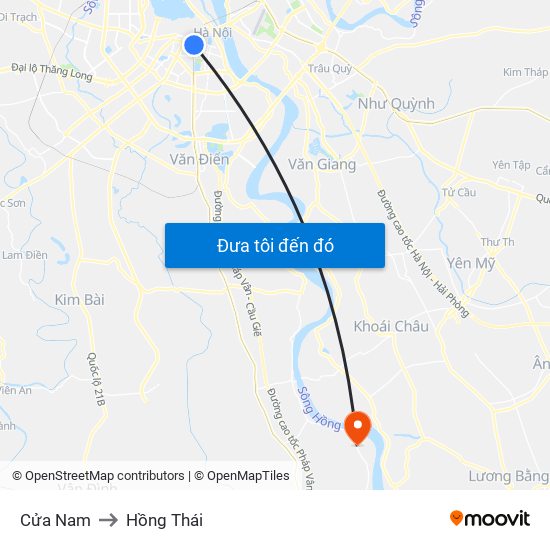 Cửa Nam to Hồng Thái map