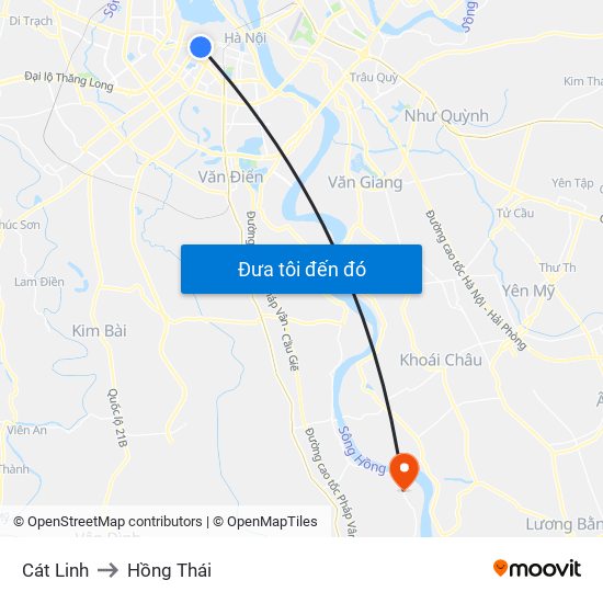 Cát Linh to Hồng Thái map