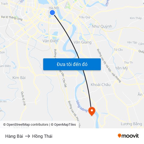 Hàng Bài to Hồng Thái map