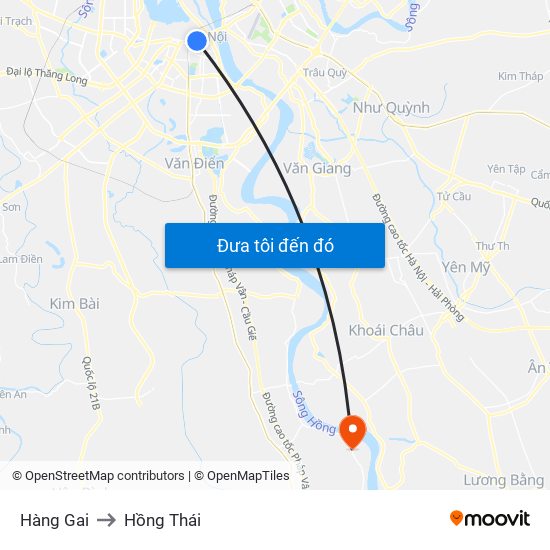 Hàng Gai to Hồng Thái map