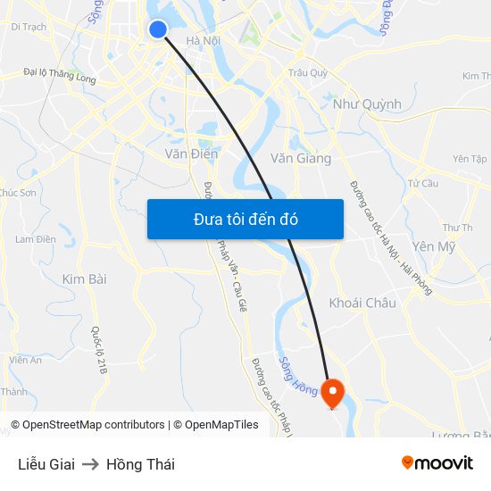 Liễu Giai to Hồng Thái map
