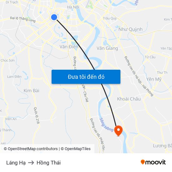 Láng Hạ to Hồng Thái map