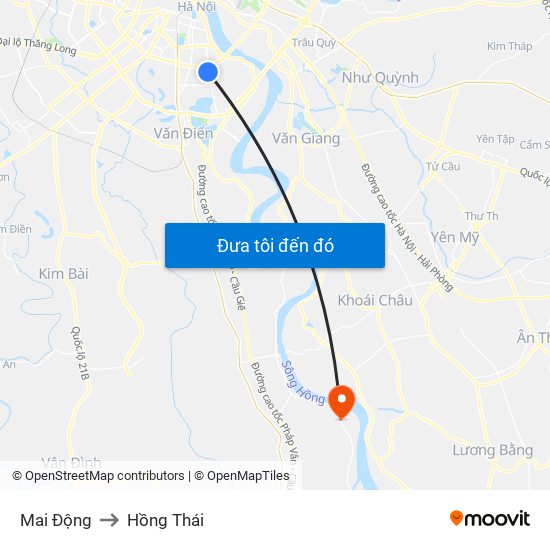 Mai Động to Hồng Thái map