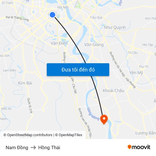 Nam Đồng to Hồng Thái map