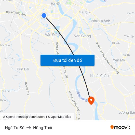 Ngã Tư Sở to Hồng Thái map