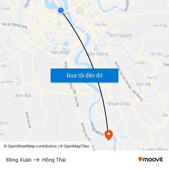 Đồng Xuân to Hồng Thái map