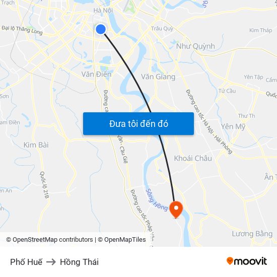 Phố Huế to Hồng Thái map