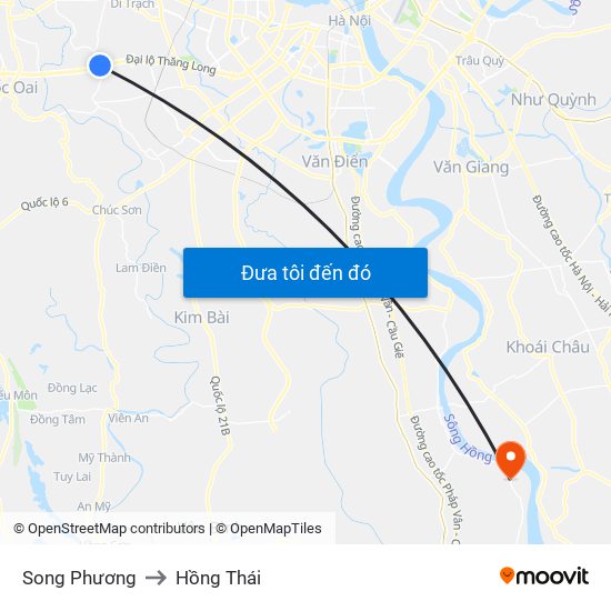 Song Phương to Hồng Thái map