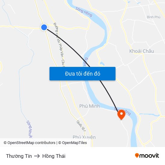 Thường Tín to Hồng Thái map