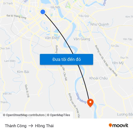 Thành Công to Hồng Thái map