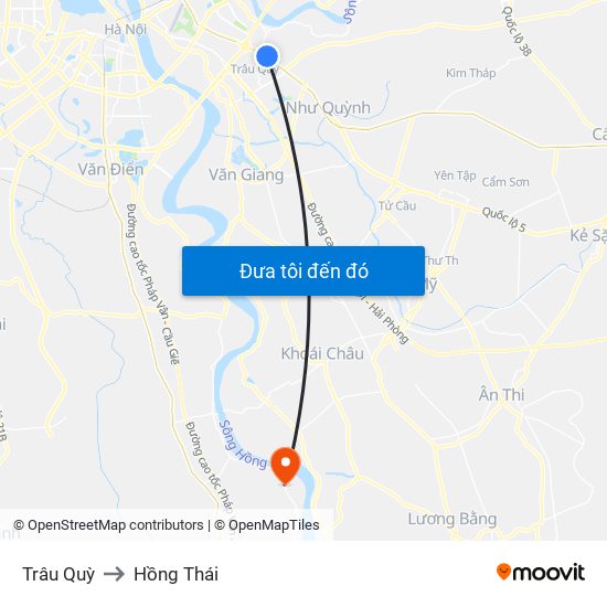 Trâu Quỳ to Hồng Thái map