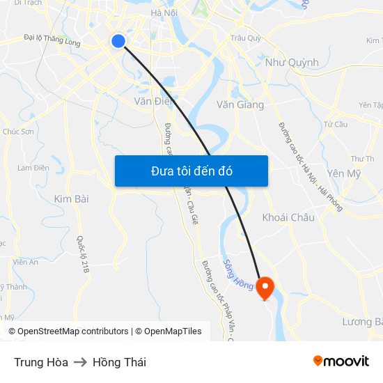 Trung Hòa to Hồng Thái map