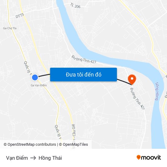 Vạn Điểm to Hồng Thái map